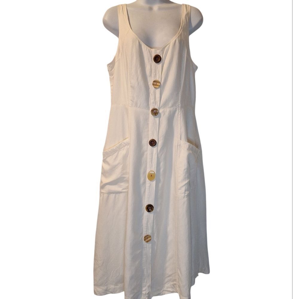 Anthropologie Antigua linen blend sleeveless dress size 14